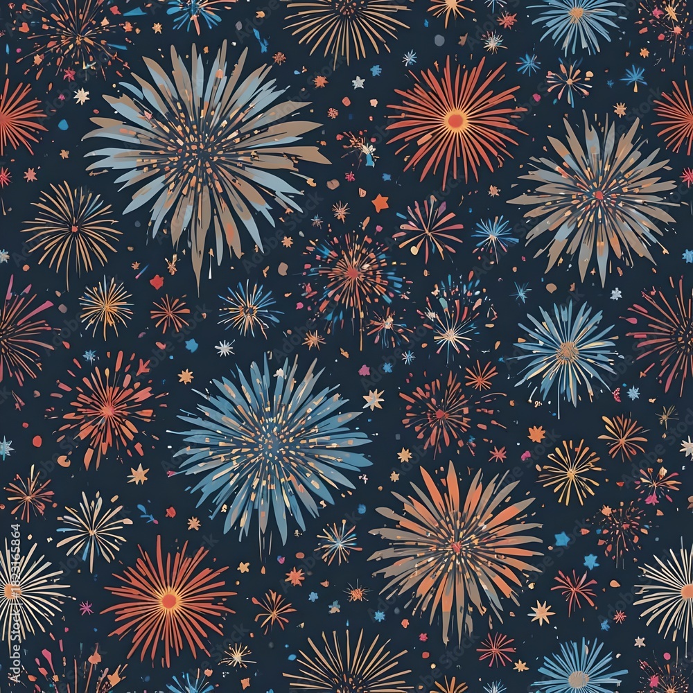 Fototapeta premium fireworks seamless pattern
