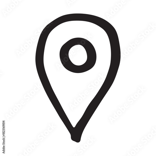 Hand drawn map pin Map marker pointer sign GPS and mapping tools Location pin symbol Pinpoint clipart in doodle style Single element for web, design