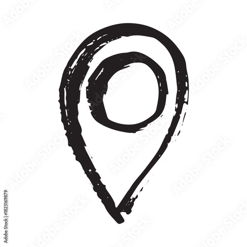 Hand drawn map pin Map marker pointer sign GPS and mapping tools Location pin symbol Pinpoint clipart in doodle style Single element for web, design