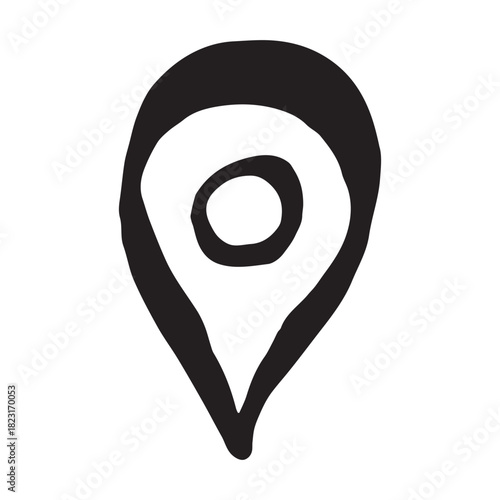 Hand drawn map pin Map marker pointer sign GPS and mapping tools Location pin symbol Pinpoint clipart in doodle style Single element for web, design