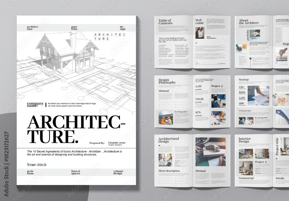 Modern Architectural Design Magazine Layout Stock Template | Adobe Stock