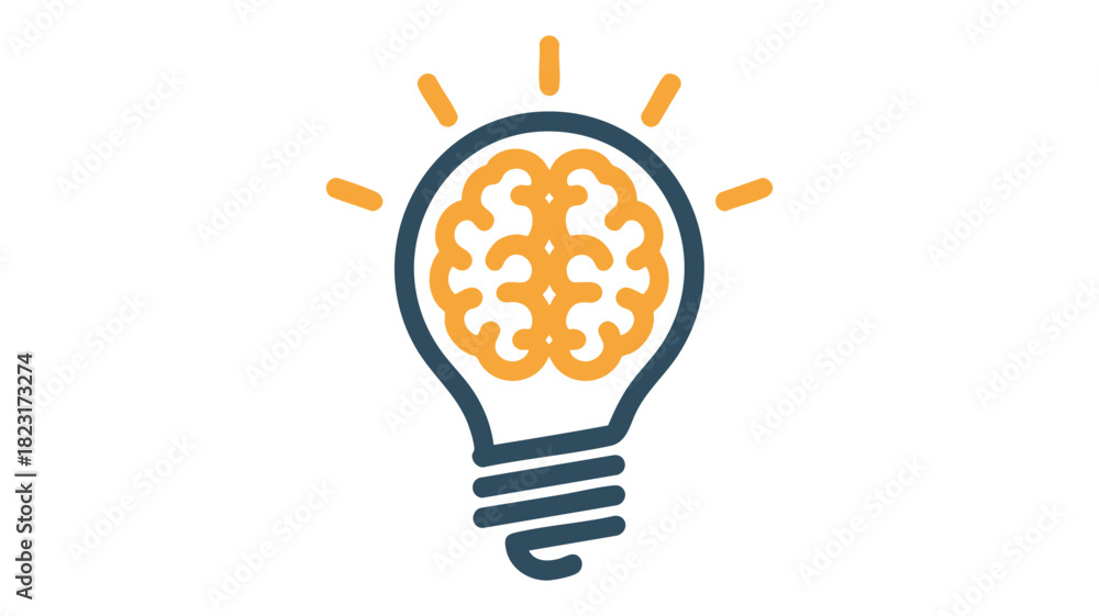 Fototapeta premium Brain in a lightbulb idea icon