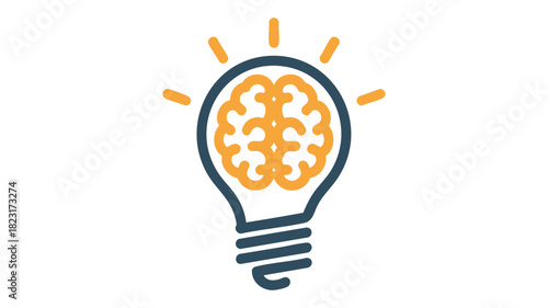 Brain in a lightbulb idea icon