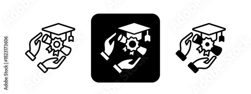 Academic  Solid color and black line drawing vector illustration set