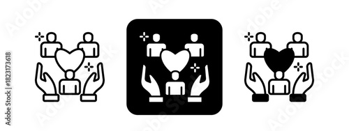 Public Service  Solid color and black line drawing vector illustration set