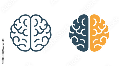 Human brain icon set illustration