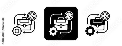 Work Experience  Solid color and black line drawing vector illustration set