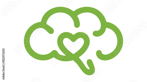 Mindful heart brain wellness icon