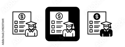 Sponsorship  Solid color and black line drawing vector illustration set