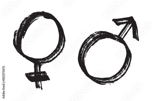 Hand drawn female and male gender identity sign Symbol used to represent sex and gender Single element for print, web, design, decor