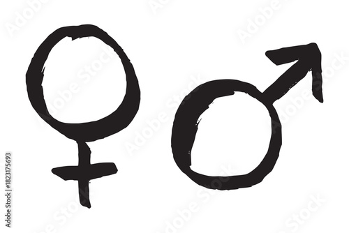 Hand drawn female and male gender identity sign Symbol used to represent sex and gender Single element for print, web, design, decor