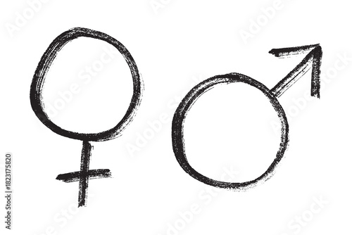 Hand drawn female and male gender identity sign Symbol used to represent sex and gender Single element for print, web, design, decor