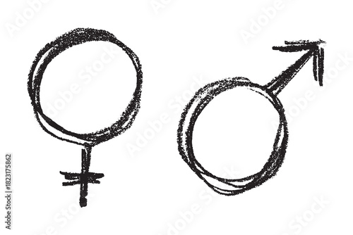 Hand drawn female and male gender identity sign Symbol used to represent sex and gender Single element for print, web, design, decor