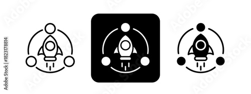 Lean  Solid color and black line drawing vector illustration set