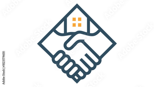 Real estate deal handshake icon