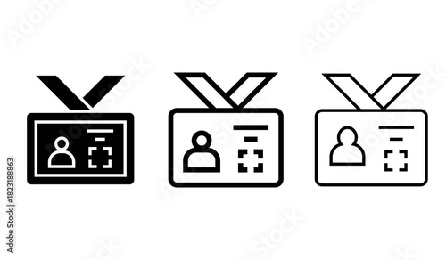 ID card icon black and white vector illustration.solid and line style.