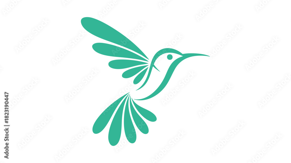 Obraz premium Stylized teal hummingbird flying