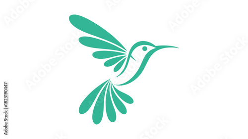 Stylized teal hummingbird flying