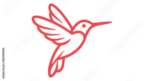 Red flying hummingbird outline