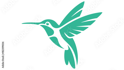 Teal hummingbird flying logo icon