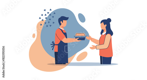 A kind waiter serves a customer a prepared meal in a restaurant setting, illustrating service and customer satisfaction in dining.