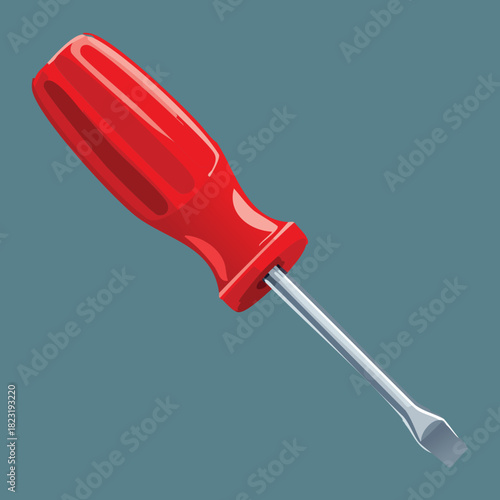 Professional red handle flat screwdriver for engineering projects and technical hardware repair manuals for home owners