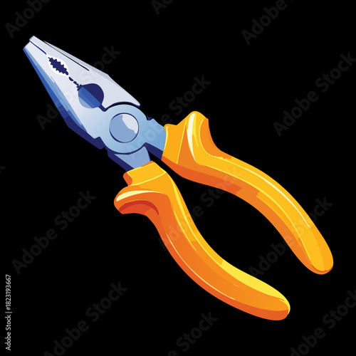 Heavy duty combination pliers with yellow handle for professional mechanical repair and industrial construction hardware maintenance tasks