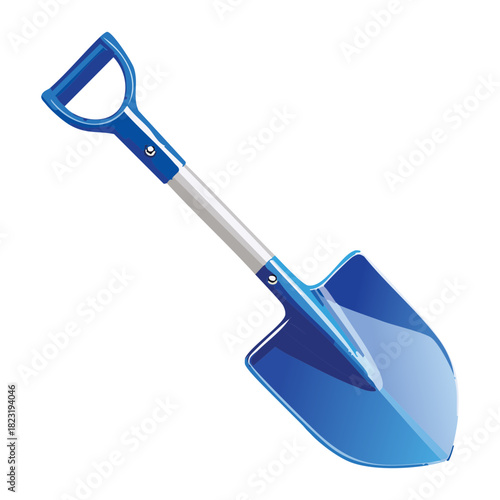 Handheld blue garden shovel or trowel for planting flowers and maintaining small backyard gardens and nursery plants