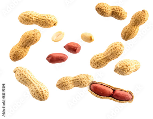peanuts floating falling isolated on white or transparent png
