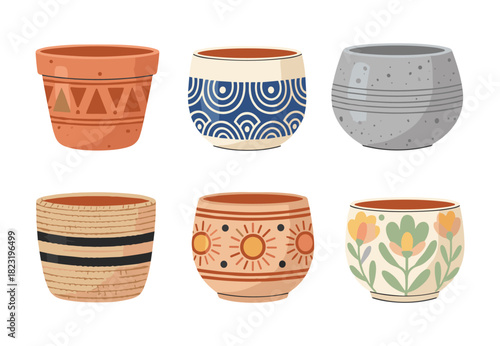 Decorative empty flower pots and planters collection