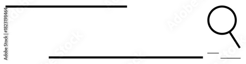 Magnifying glass focusing on a line, signifying investigation or focus. Ideal for research, discovery, analysis, zoom, detail, clarity exploration. Simple flat metaphor