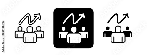 Group Dynamics  Solid color and black line drawing vector illustration set