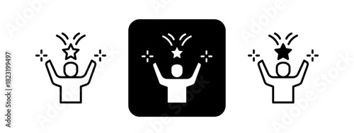 Motivation  Solid color and black line drawing vector illustration set