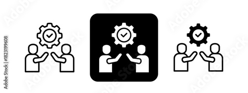 Support  Solid color and black line drawing vector illustration set