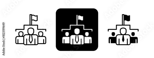 Leadership  Solid color and black line drawing vector illustration set