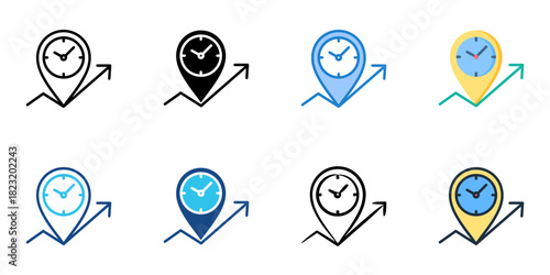 Time tracking icon set multiple style collection vector illustration 
