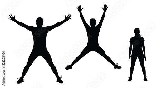 People exercising silhouettes isolated on white background, Vector
