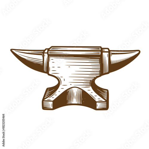 Detailed sketch of a blacksmith's anvil in brown tones for design projects