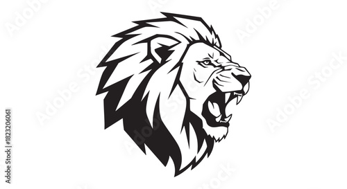 Stylized Lion Mane Graphic Element Black and White Vector Illustration