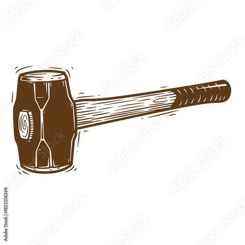 Detailed sketch of a heavy duty sledge hammer for construction and carpentry work