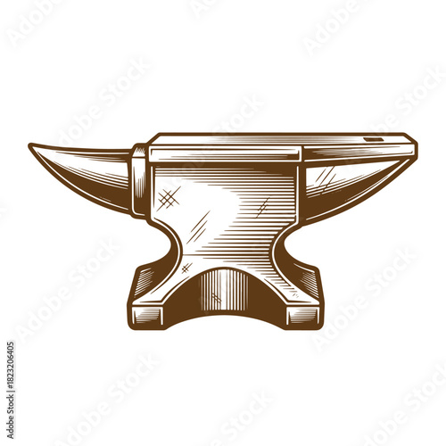 Detailed sketch of a heavy metal anvil suitable for blacksmithing and craftsmanship projects