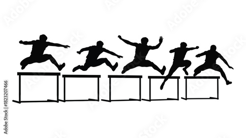 Hurdle race silhouettes isolated on white background, Vector