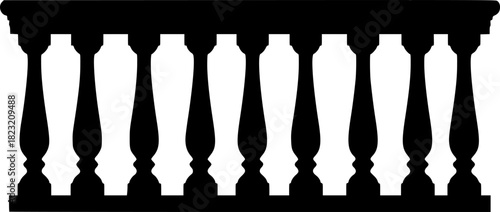 Black silhouette of a balcony railing 