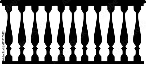 Black silhouette of a balcony railing 