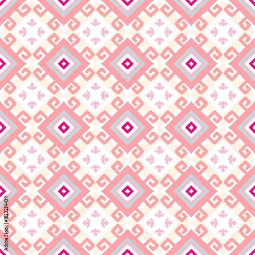 Create vibrant designs with this geometric pink pattern, ideal for fashion textiles, home decor projects, and modern digital artwork backgrounds now