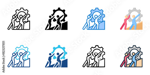 Team cohesion icon set multiple style collection vector illustration 
