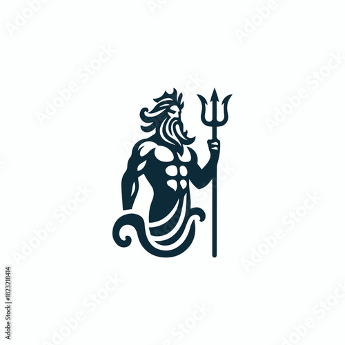 Poseidon God Trident Logo