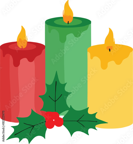 christmas candles and holly