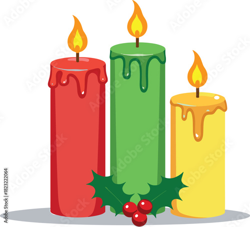 christmas candles and holly