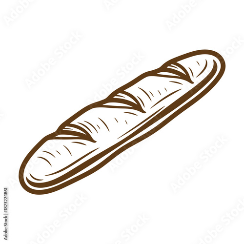 Hand drawn illustration of a delicious baguette sketch vintage bread bakery element